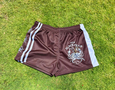 Black Crab Footy/Rugby Shorts with Zip Pockets