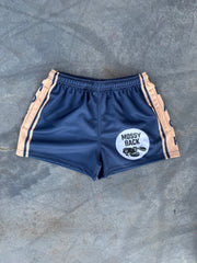 Footy/Rugby Shorts with Zip Pockets - Blue & Gold