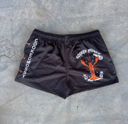 Footy/Rugby Shorts with Zip Pockets - Cooked Mossy Black