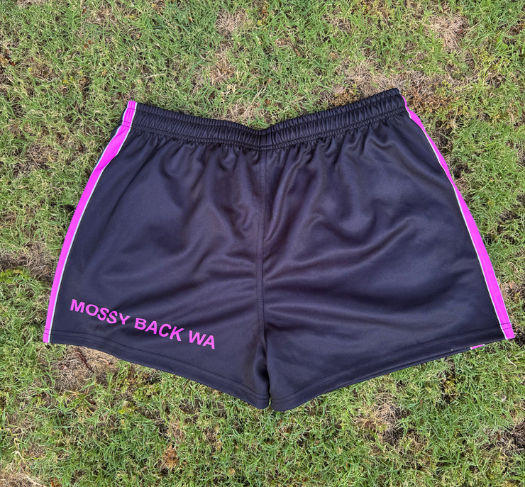 Footy/Rugby Shorts With Zip Pockets - Black & Pink Iconic