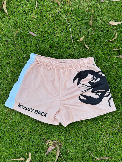 Mossy Back Footy/Rugby Shorts with Zip Pockets - White/Cream
